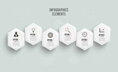 Vector infographic template with 3D paper label, integrated circles. Busine.. Stock Illustration