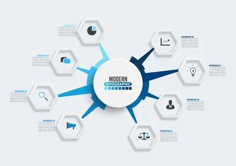 Vector infographic template with 3D paper label, circles. Business concept .. Stock Illustration