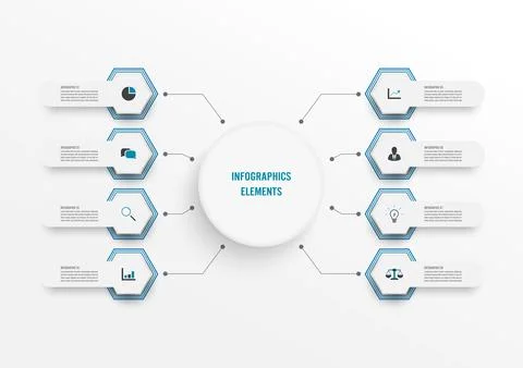 Vector infographic template with 3D paper label, integrated circles. Busine.. Stock Illustration