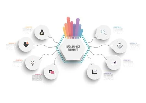 Vector infographic template with 3D paper label, integrated circles. Busine.. Stock Illustration