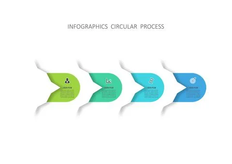 Vector infographic template with 3D paper label, integrated circles. Busine.. Stock Illustration