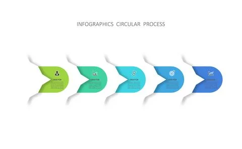 Vector infographic template with 3D paper label, integrated circles. Busine.. Stock Illustration