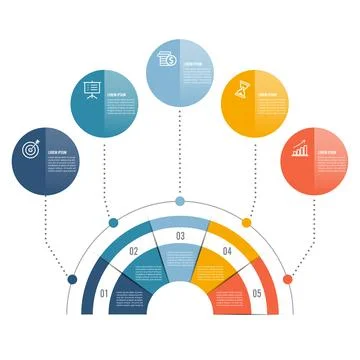 Vector infographic template with 3D paper label, integrated circles. Busine.. Stock Illustration