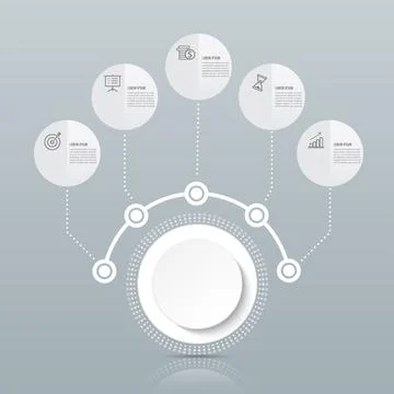 Vector infographic template with 3D paper label, integrated circles. Busine.. Stock Illustration