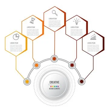 Vector infographic template with 3D paper label, integrated circles. Busine.. Stock Illustration