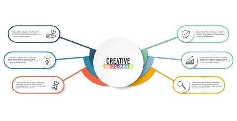 Vector infographic template with 3D paper label, integrated circles. Busine.. Stock Illustration