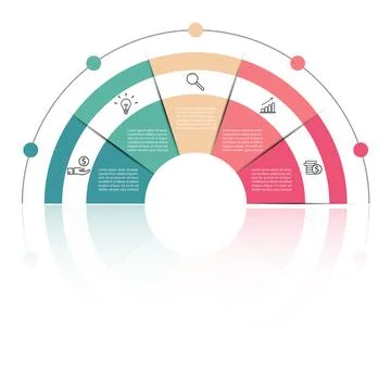 Vector infographic template with 3D paper label, integrated circles. Busine.. Stock Illustration