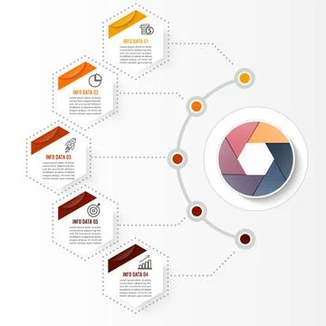 Vector infographic template with 3D paper label, integrated circles. Busine.. Stock Illustration