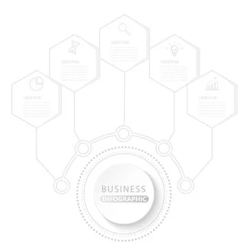 Vector infographic template with 3D paper label, integrated circles. Busine.. Stock Illustration
