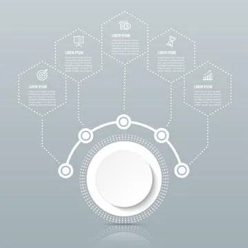 Vector infographic template with 3D paper label, integrated circles. Busine.. Stock Illustration