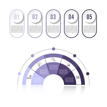 Vector infographic template with 3D paper label, integrated circles. Busine.. Stock Illustration