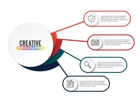 Vector infographic template with 3D paper label, integrated circles. Busine.. Stock Illustration