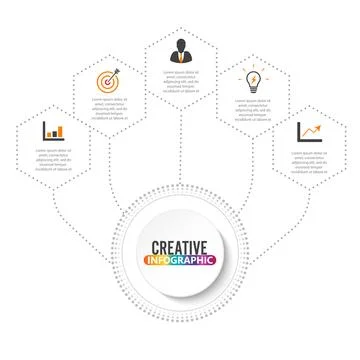 Vector infographic template with 3D paper label, integrated circles. Busine.. Stock Illustration