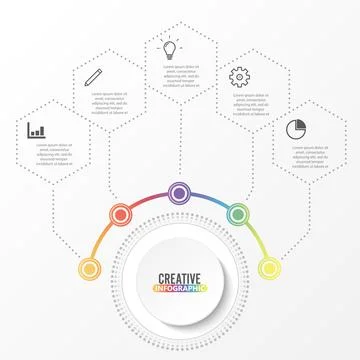 Vector infographic template with 3D paper label, integrated circles. Busine.. Stock Illustration