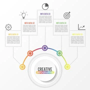 Vector infographic template with 3D paper label, integrated circles. Busine.. Stock Illustration