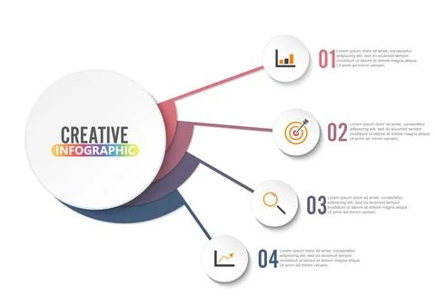 Vector infographic template with 3D paper label, integrated circles. Busine.. Stock Illustration