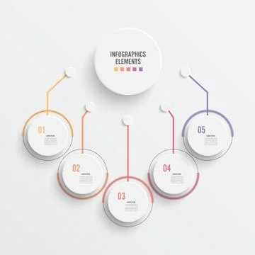 Vector infographic template with 3D paper label, integrated circles. Busine.. Stock Illustration