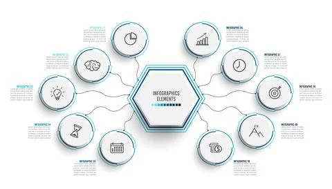 Vector infographic template with 3D paper label, integrated circles. Busine.. Stock Illustration