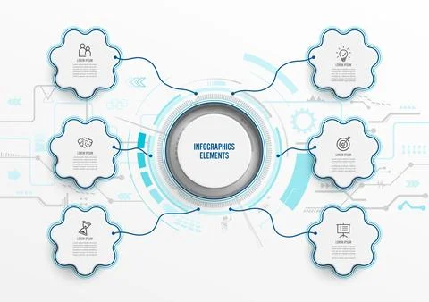 Vector infographic template with 3D paper label, integrated circles. Busine.. Stock Illustration