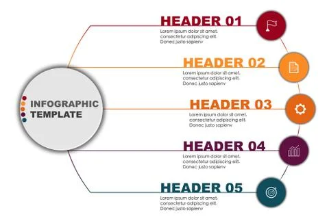 Vector infographic template with 5 wizard steps of startup progress Stock Illustration