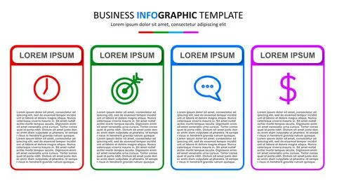 Vector infographic template with four steps or options. Four colorful graphic Stock-Illustration