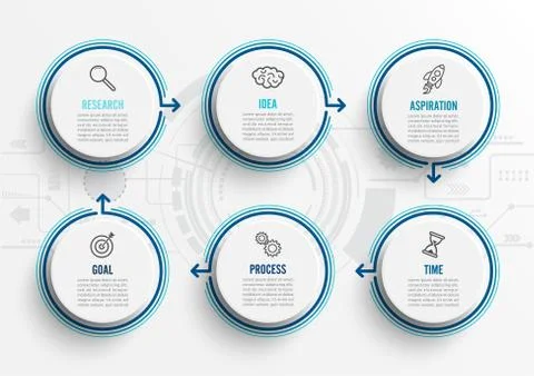 Vector infographic template with icons and 6 options or steps. Infographics f Stock Illustration