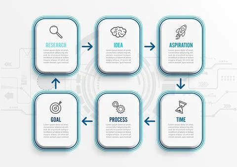 Vector infographic template with icons and 6 options or steps. Infographics f Stock Illustration
