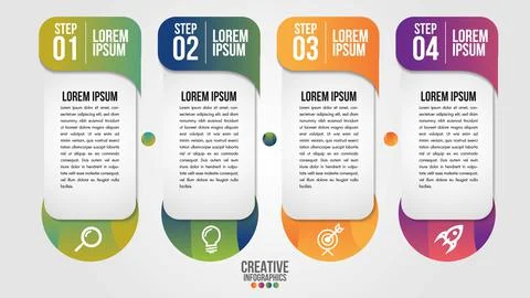 Vector Infographic template label thin line design with icons and 4 options o Stock Illustration