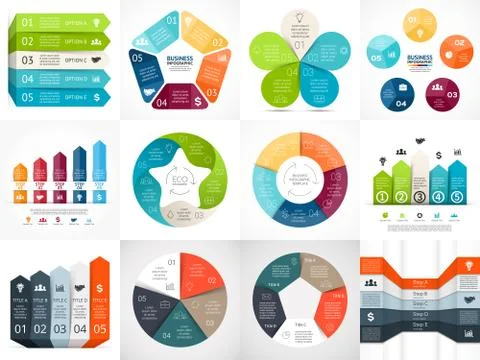 Vector infographic templates set. Template for cycle diagram, graph Stock Illustration