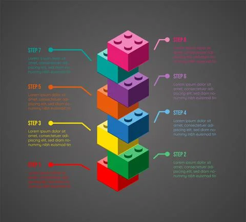 A vector infographic with toy building blocks Stock Illustration