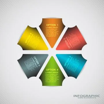 Vector infographic web element of arrows with text on the gradient gray backg Stock Illustration