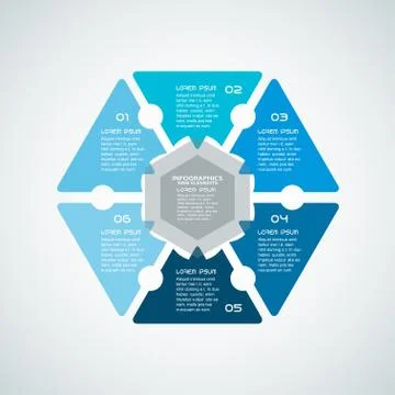 Vector infographic web element of blue triangle shapes with text on the gradi Stock Illustration
