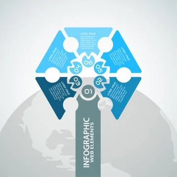Vector infographic web element of blue hexagon shape with text on the gradien Stock Illustration