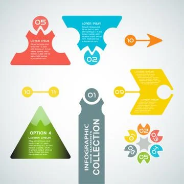 Vector infographic web element collection on the gradient gray background. Stock Illustration