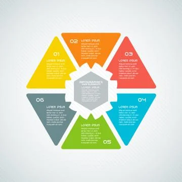 Vector infographic web element of hexagon shape with text on the gradient gra Stock Illustration
