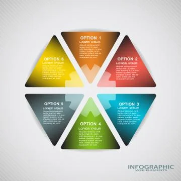 Vector infographic web element of triangle shapes with text on the gradient g Stock Illustration