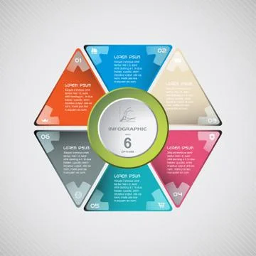 Vector infographic web element of triangular and round forms cut from paper w Stock Illustration