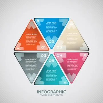 Vector infographic web element of triangular forms cut from paper with text a Illustrazione stock