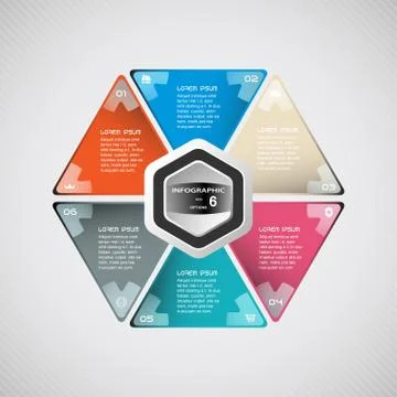 Vector infographic web element of triangular and hexagonal forms with text an Stock Illustration