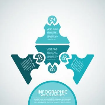 Vector infographic web element of turquoise shapes with text on the gradient Stock Illustration