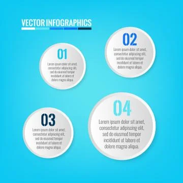 Vector Infographics, 1 to 4 Step circle frames with information Illustrazione stock
