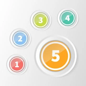 Vector Infographics 1 to 5 Step colorful circle frames Stock Illustration