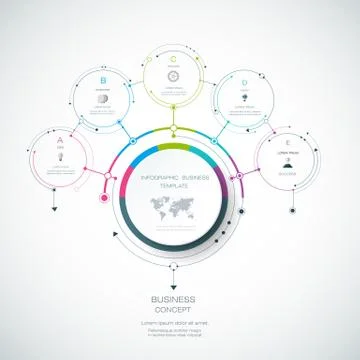 Vector infographics 3D circle label with arrows sign and 3 options Stock Illustration