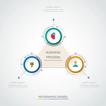 Vector infographics 3D circle label with arrows sign and 3 options Stock Illustration