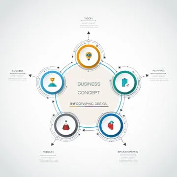 Vector infographics 3D circle label with arrows sign and 3 options Stock Illustration