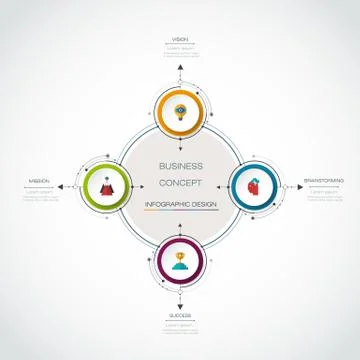 Vector infographics 3D circle label with arrows sign and 3 options Stock Illustration