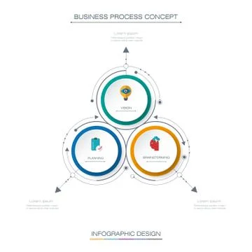 Vector infographics 3D circle label with arrows sign and 3 options Stock Illustration