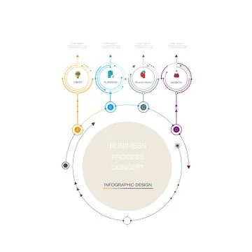 Vector infographics 3D circle label with arrows sign and 4 options Stock Illustration