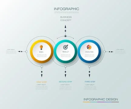 Vector infographics 3D circle label with arrows sign and 3 options Stock Illustration
