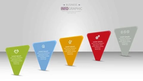 Vector infographics with 5 triangles. Stock Illustration